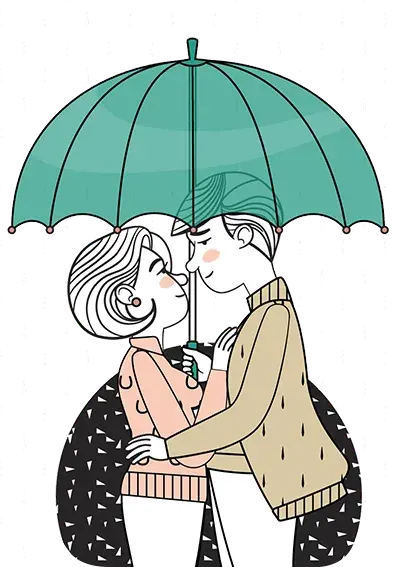 Couple sous un parapluie (illustration)