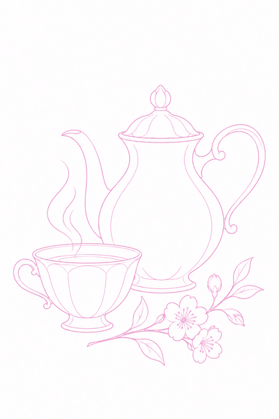 Trait décoratif tasse de thé